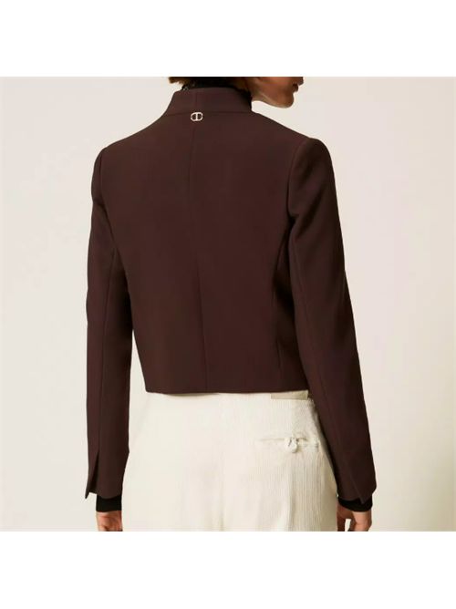 DOUBLE BREASTED CREPE JACKET TWIN SET | 252TT238011054 BLACK CHOCOLATE